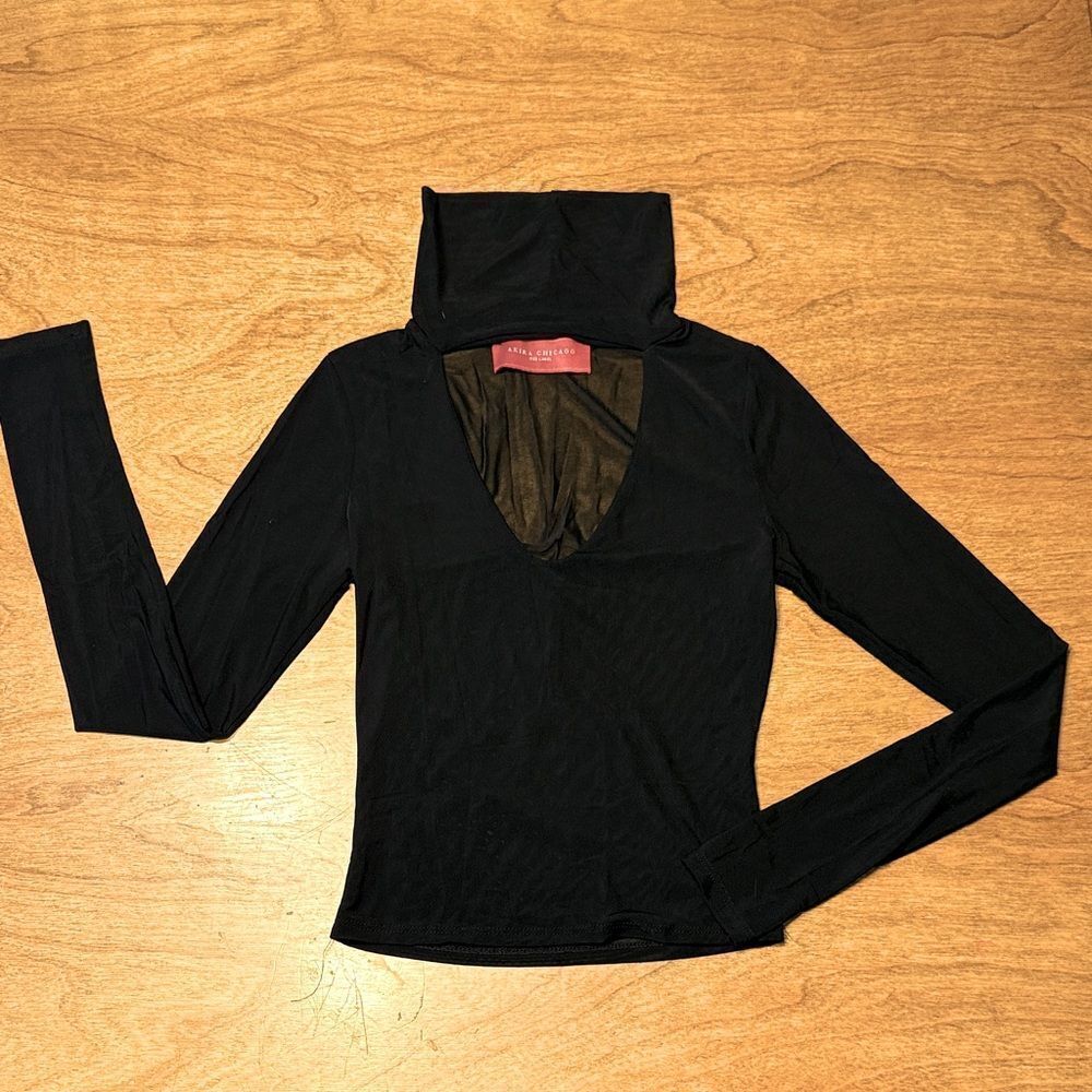 AKIRA Chicago Sheer Black Long Sleeve Shirt